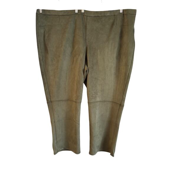 Isaac Mizrahi Live! Women’s Faux Suede Straight Ankle Pants Size 32W Olive - Picture 1 of 6